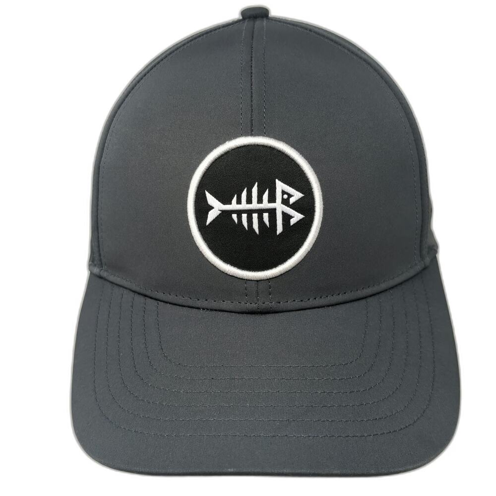 Bassdash Trucker Hat Gray OSFM Snapback Fishbone Logo Perforated Mesh Breathable